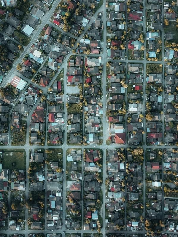An aerial view of a residential neighbourhood near Langley