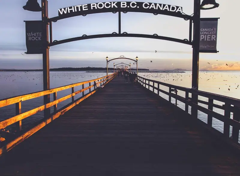The White Rock pier at sunset, the longest pier in Canada